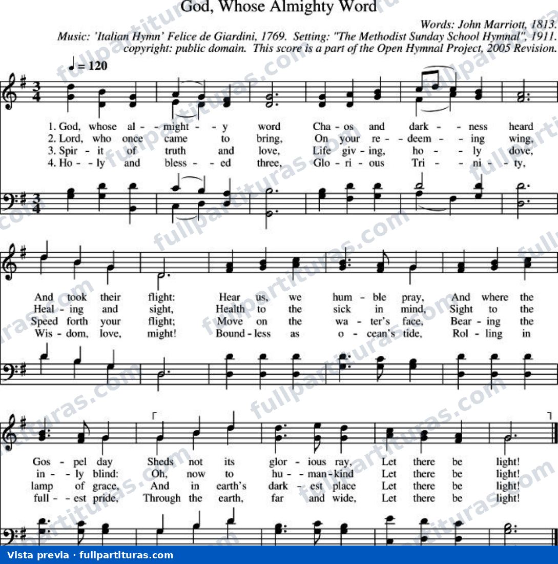 God Whose Almighty Word (Dios cuya voz mando) — preview