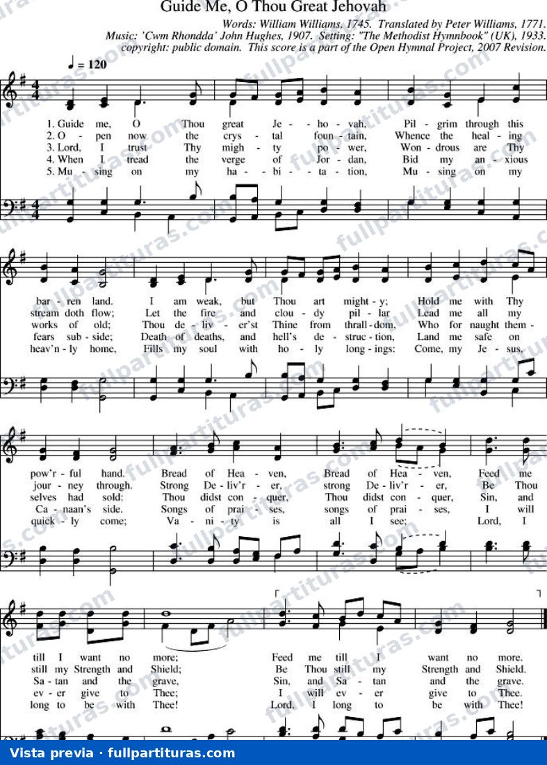 Guide Me, O Thou Great Jehovah (Guíame, oh Gran Jehová) — preview