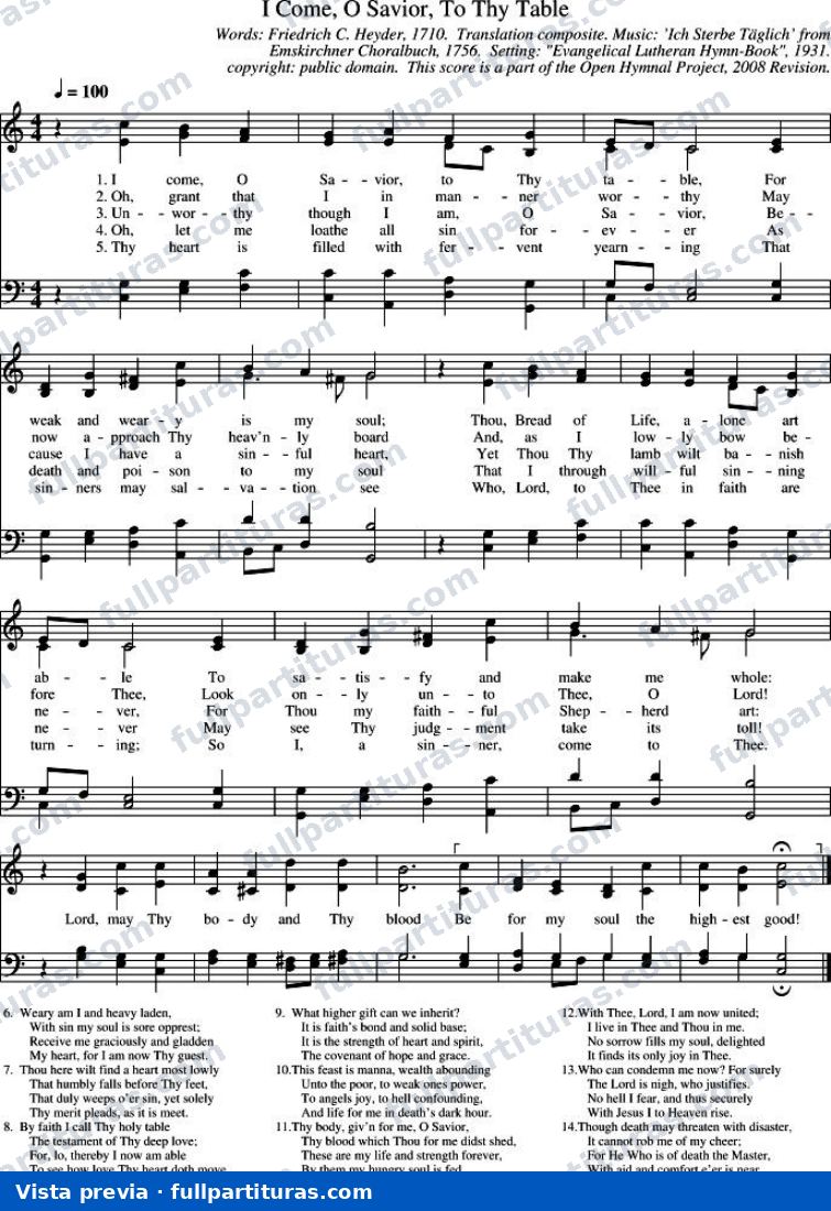 I Come, O Savior, to Thy Table — vista previa