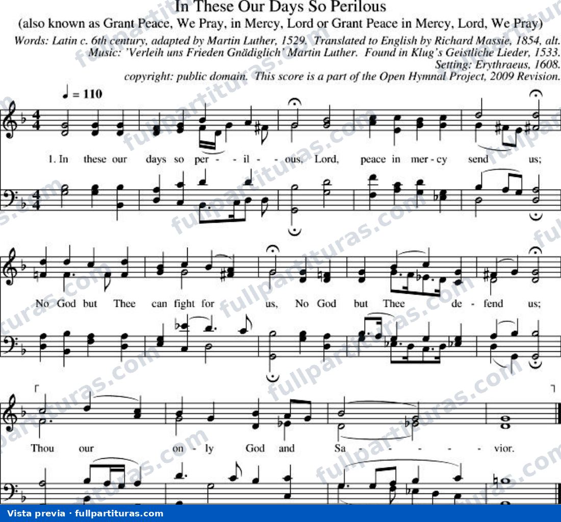 In These Our Days So Perilous (Danos, Señor, tu paz) — preview