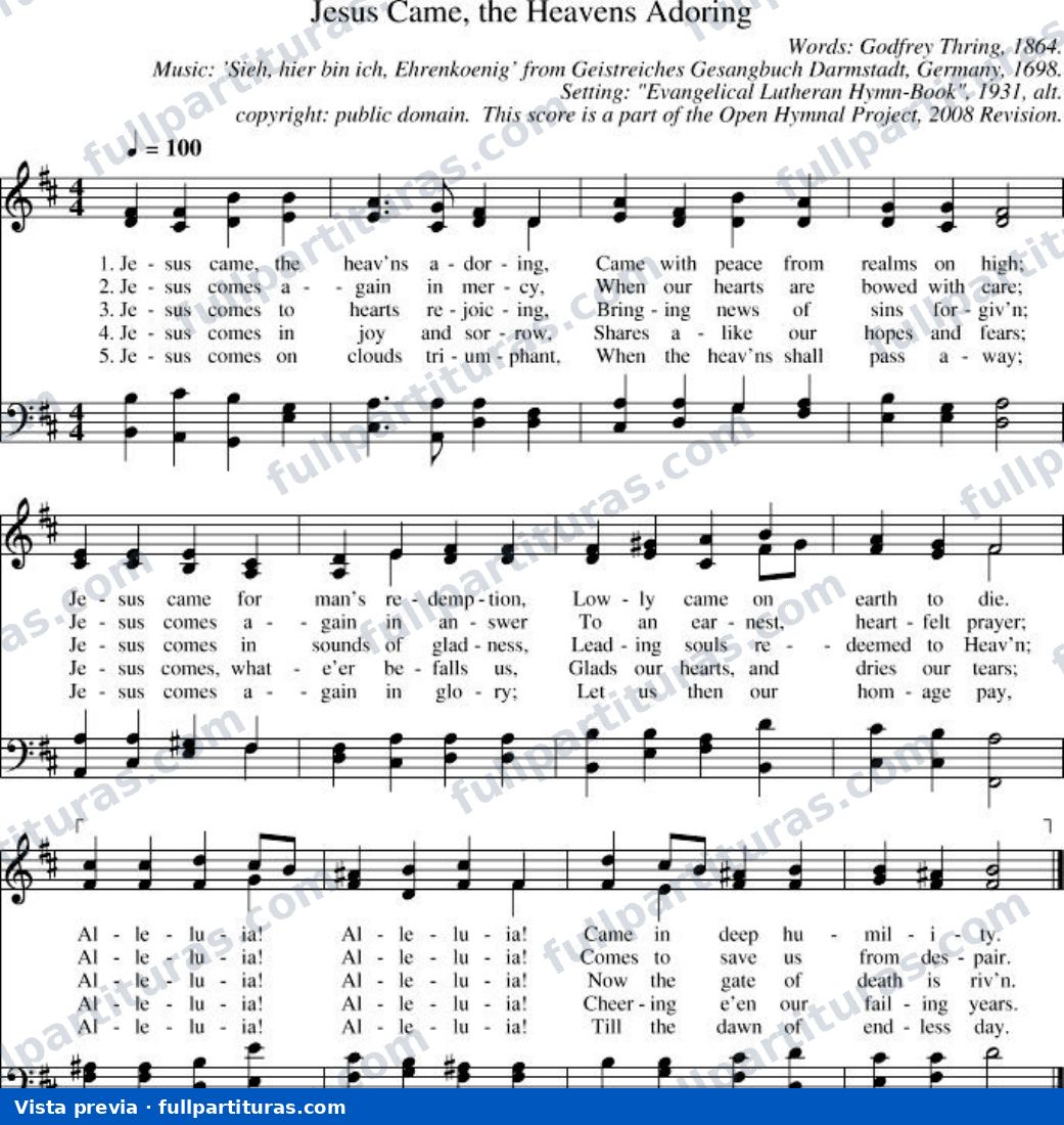 Jesus Came The Heavens Adoring — preview