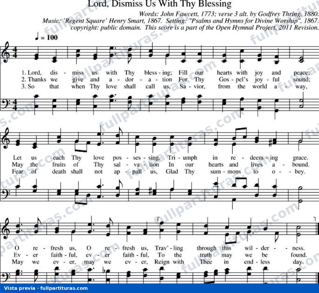 Lord Dismiss Us With Thy Blessing (Senhor, despede-nos com tua bênção) — preview