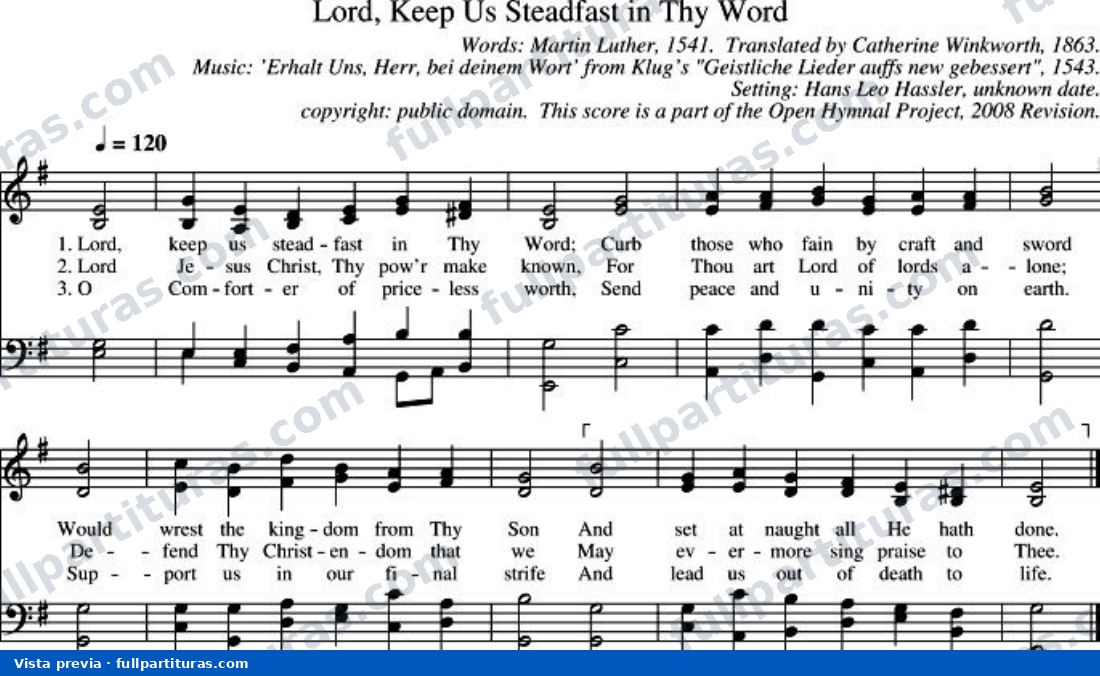 Lord, Keep Us Steadfast in Thy Word (Señor, guárdanos firmes en tu Palabra) — preview