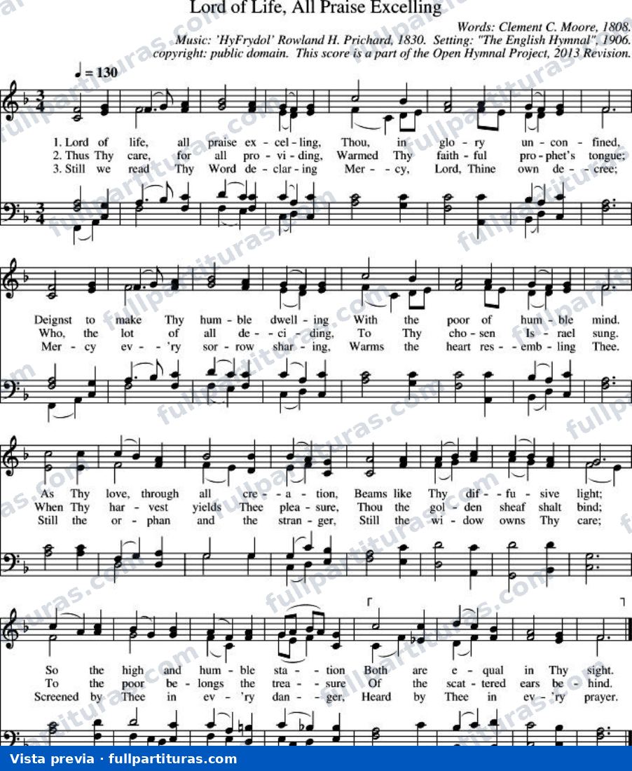 Lord of Life, All Praise Excelling (Hyfrydol) — vista previa