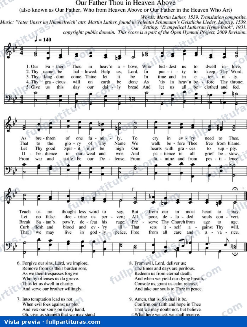 Our Father, Thou in Heaven Above (Padre Nuestro, que estas en los cielos) — preview