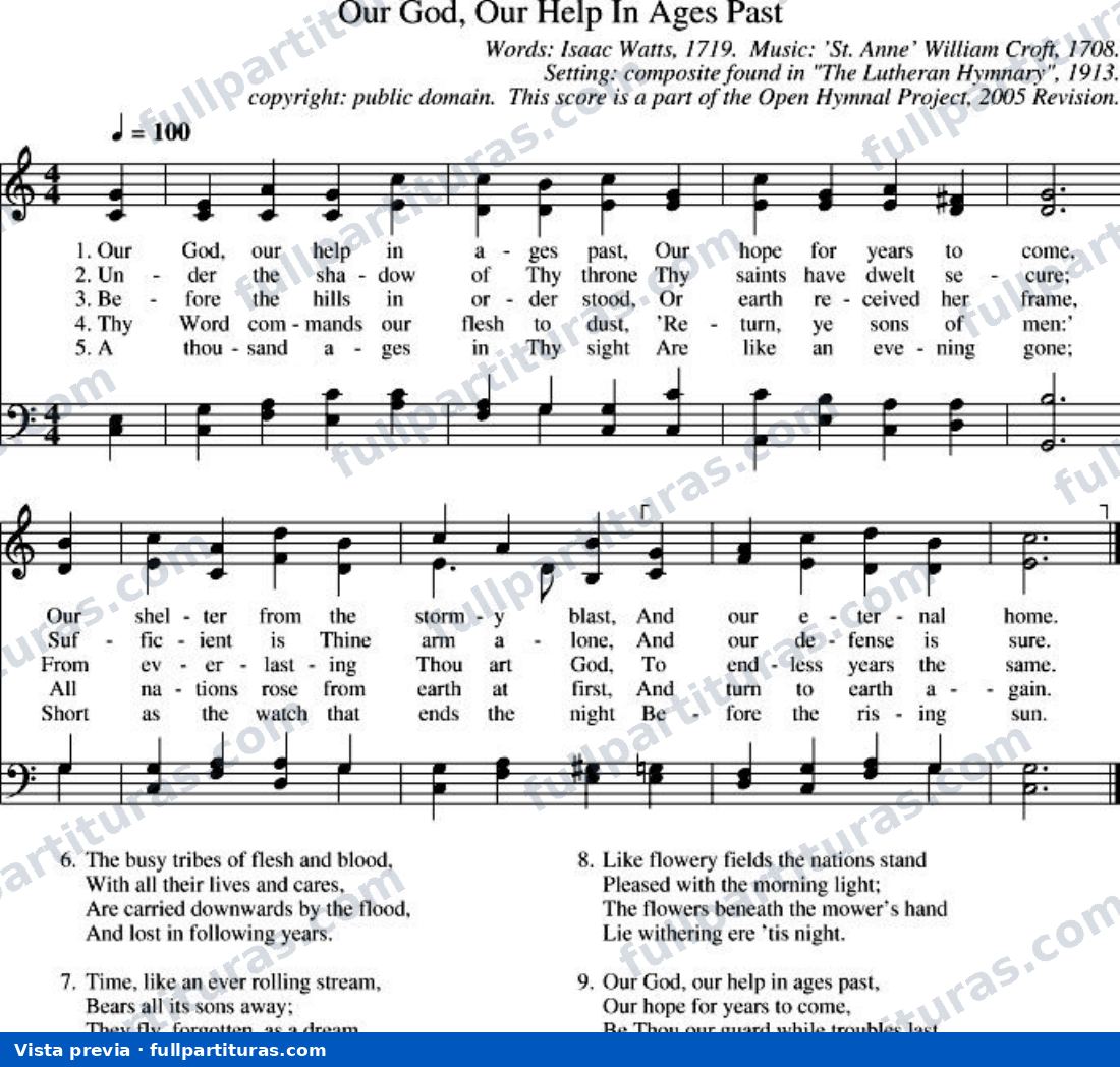 Our God, Our Help in Ages Past (Oh Dios, nuestro socorro en los siglos pasados) — preview