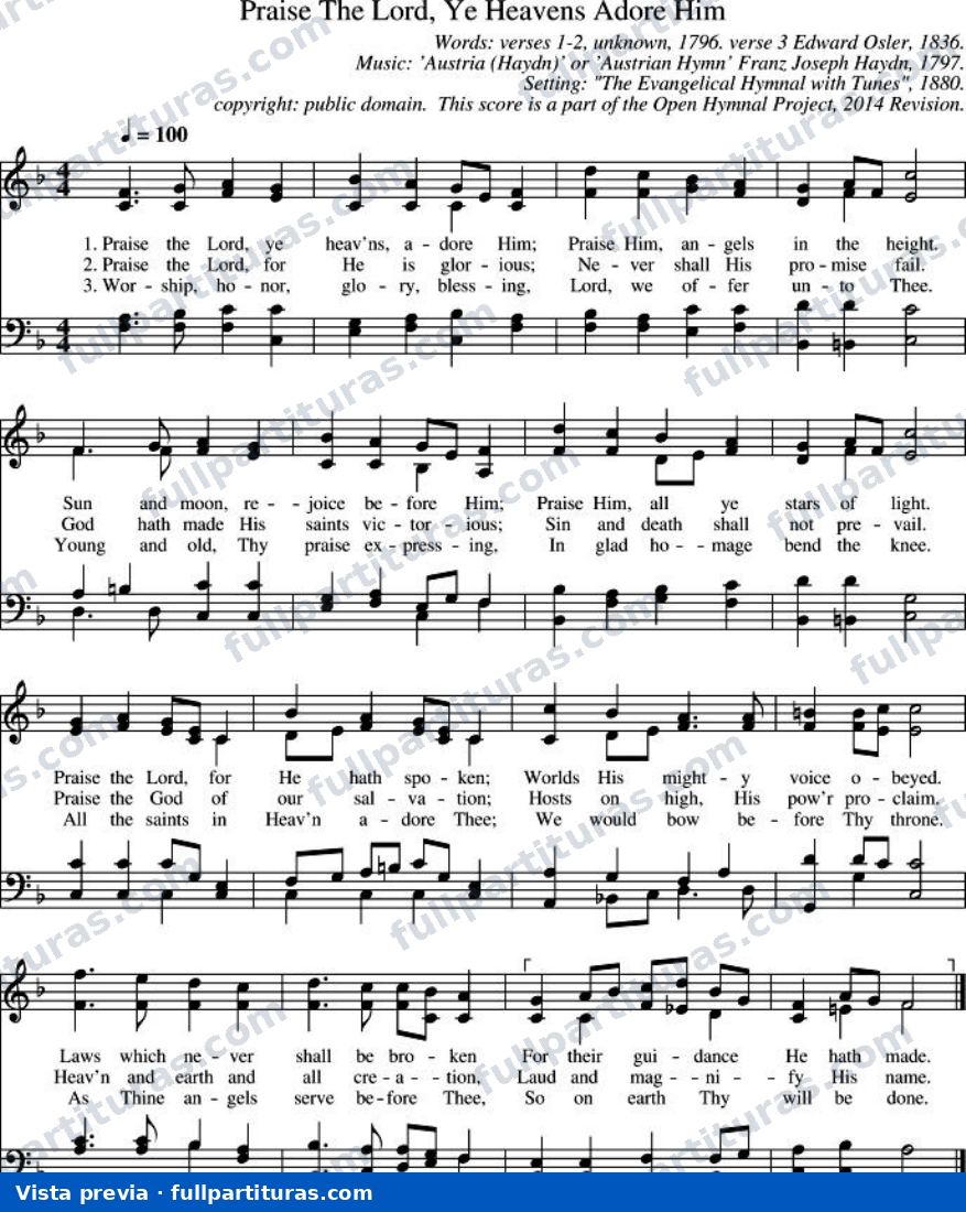Praise the Lord! Ye Heavens Adore Him — preview