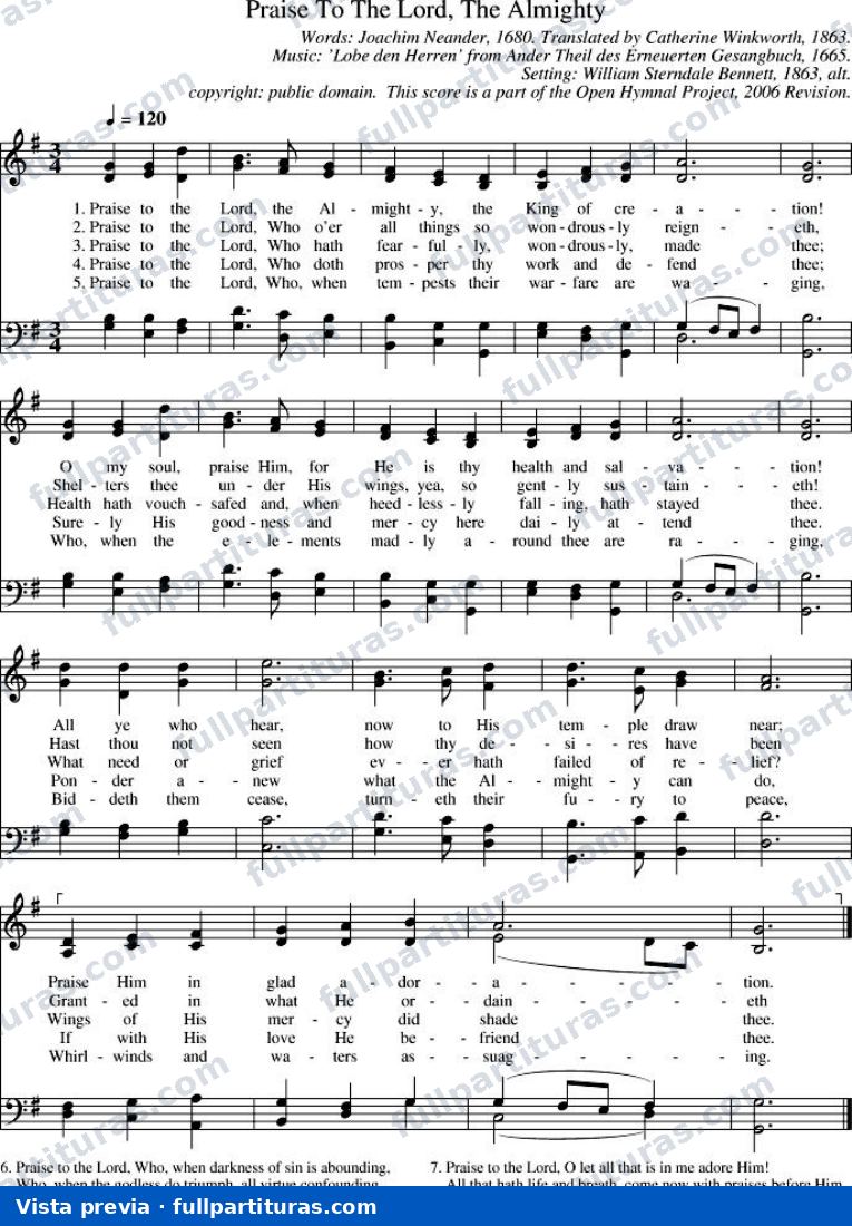 Praise To The Lord, The Almighty (Alabado sea el Señor) — preview