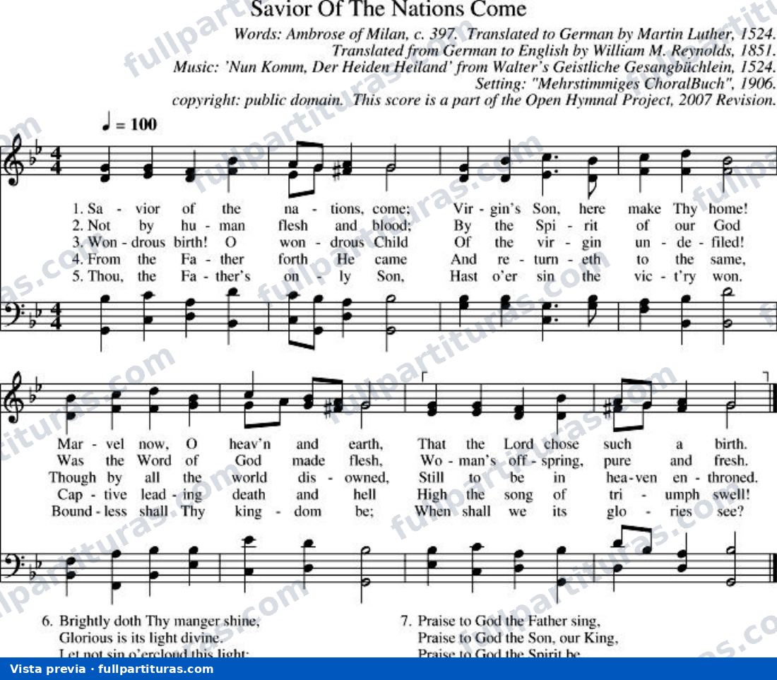 Savior of the Nations, Come (Salvador de las naciones, ven) — preview