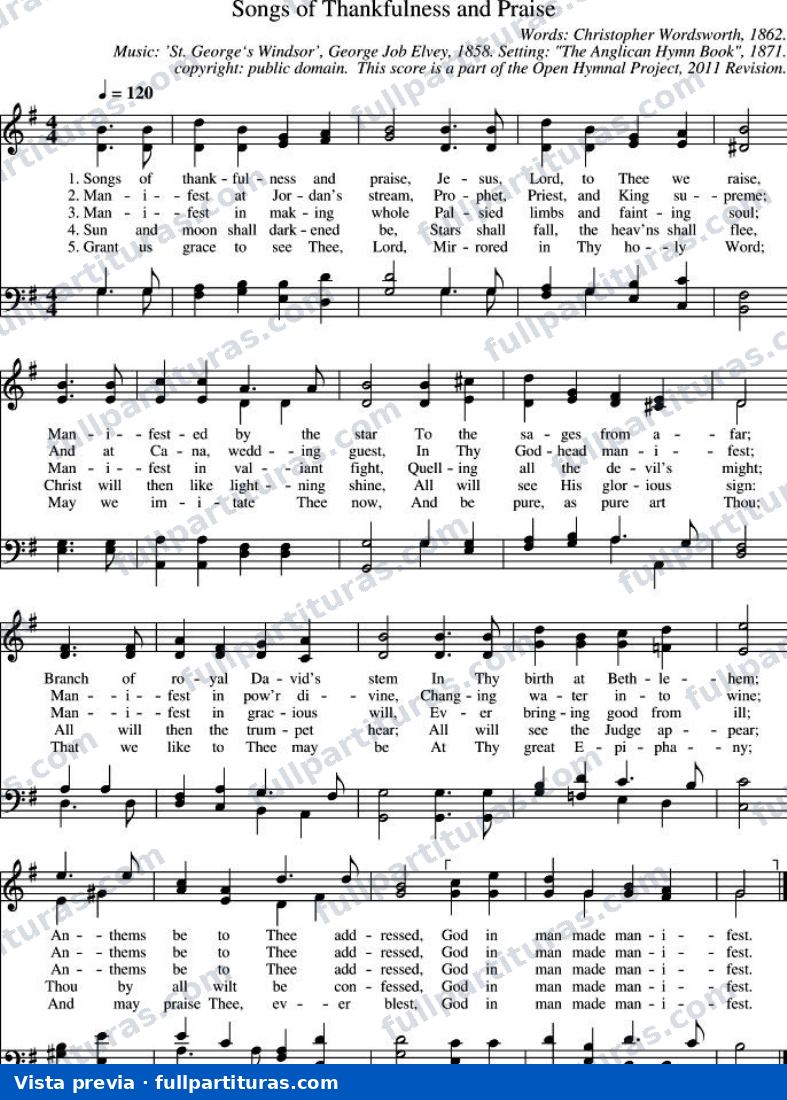 Songs of Thankfulness and Praise — preview