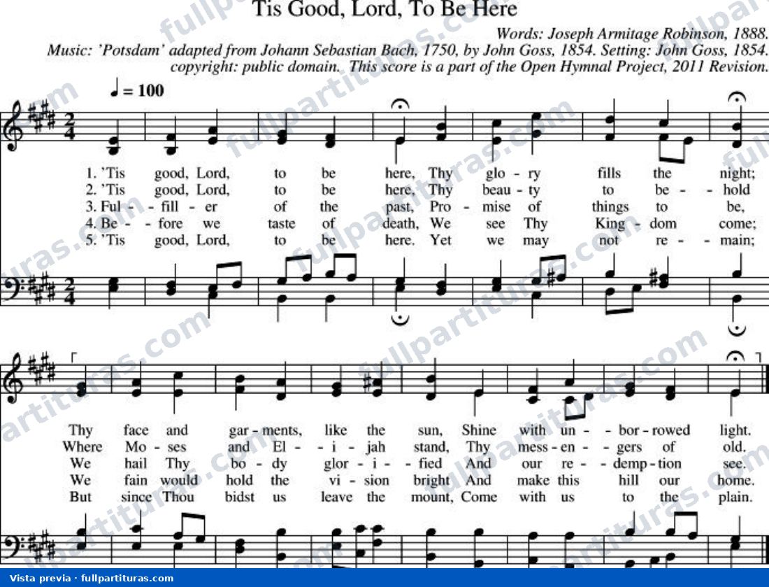 Tis Good Lord to Be Here (Es bueno, Señor, estar aquí) — preview