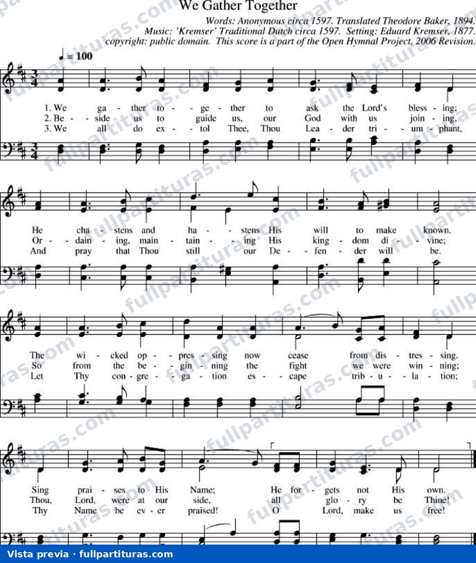 We Gather Together (Himno de Acción de Gracias) — preview
