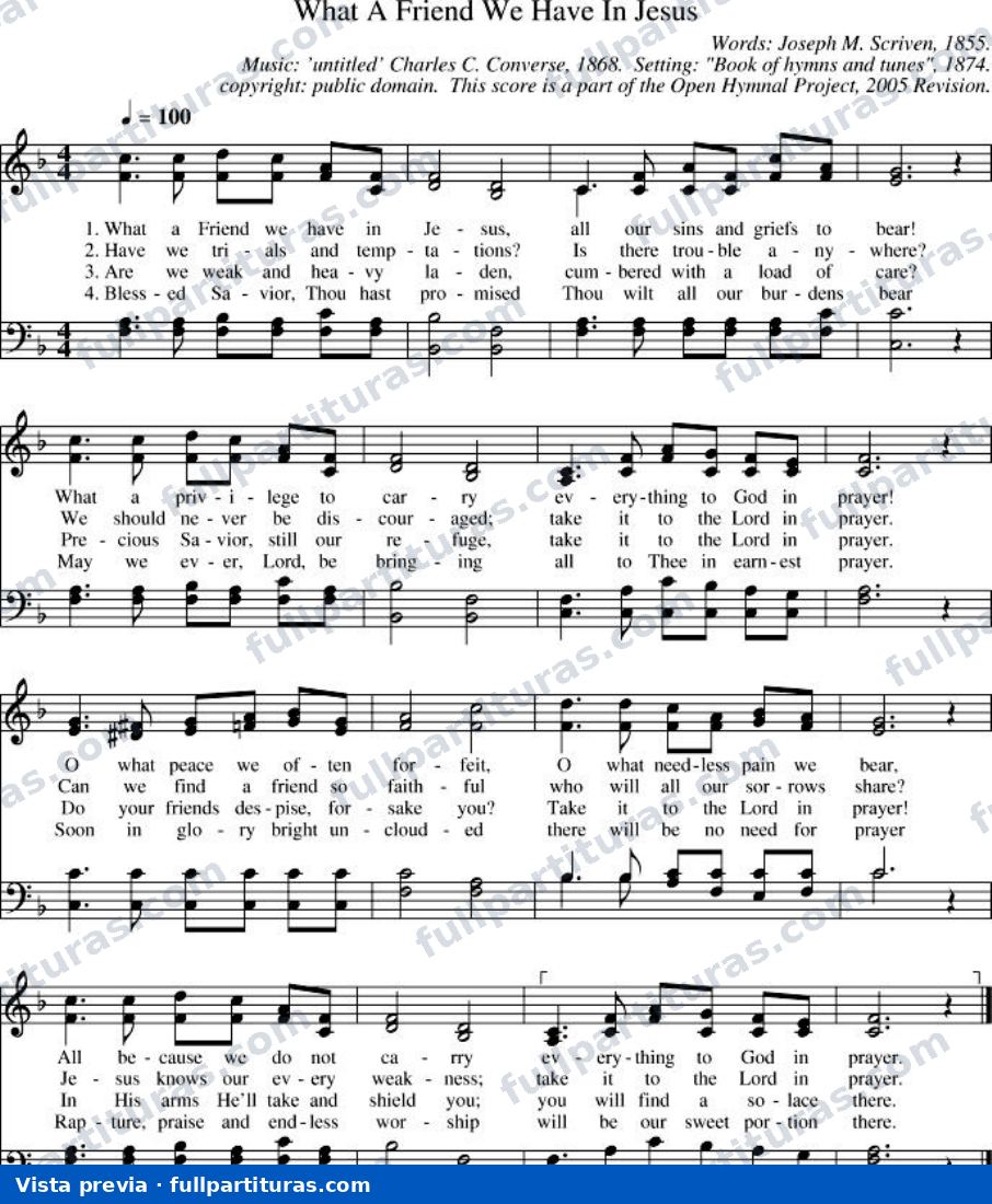 What a Friend We Have in Jesus (Oh, qué amigo nos es Cristo) — preview