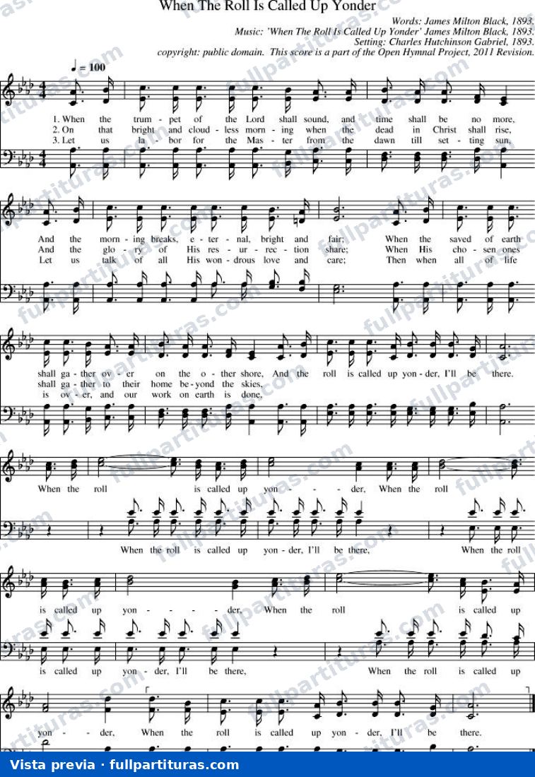 When the Roll is Called Up Yonder (Cuando allá se pase lista) — preview