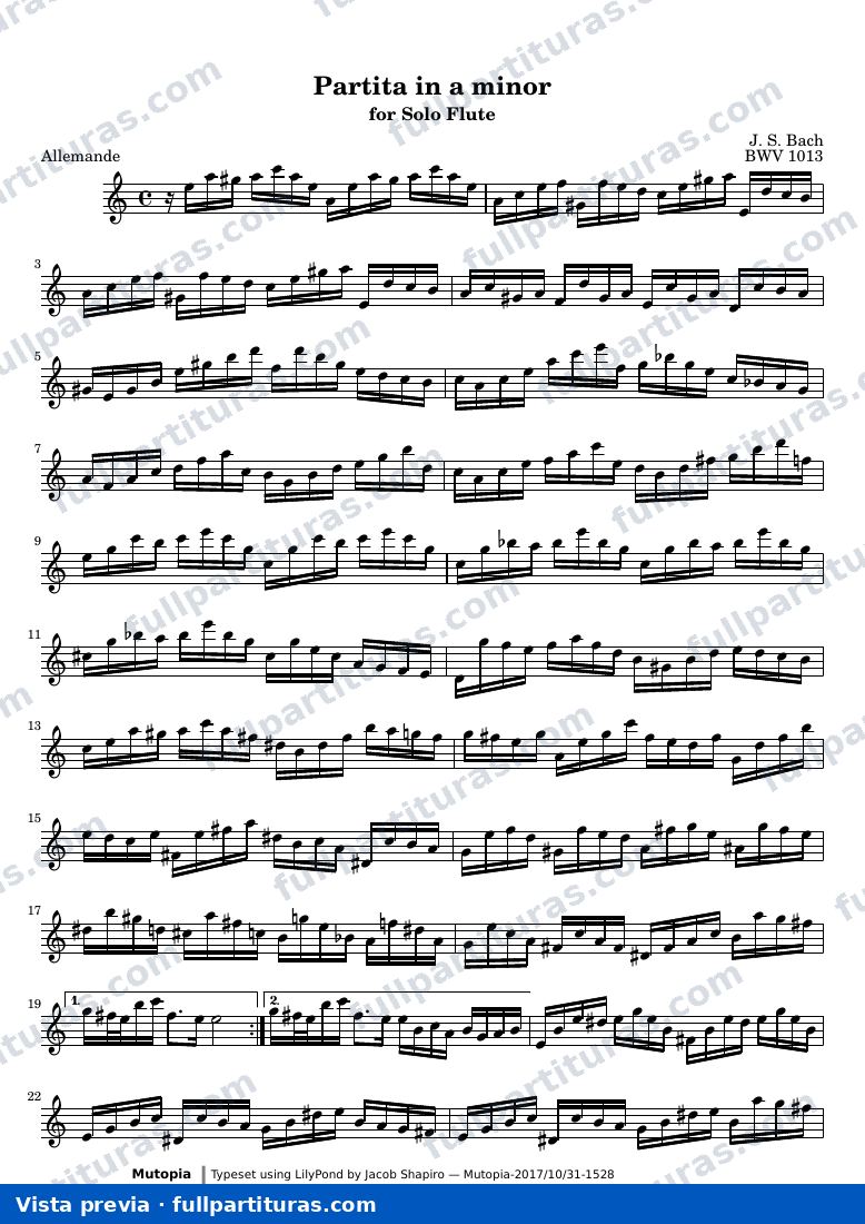 Johann Sebastian Bach - Partita in A Minor — preview