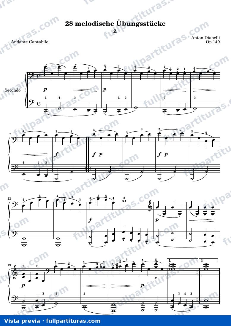 Anton Diabelli - 28 melodische Übungsstücke (No. 2) — vista previa