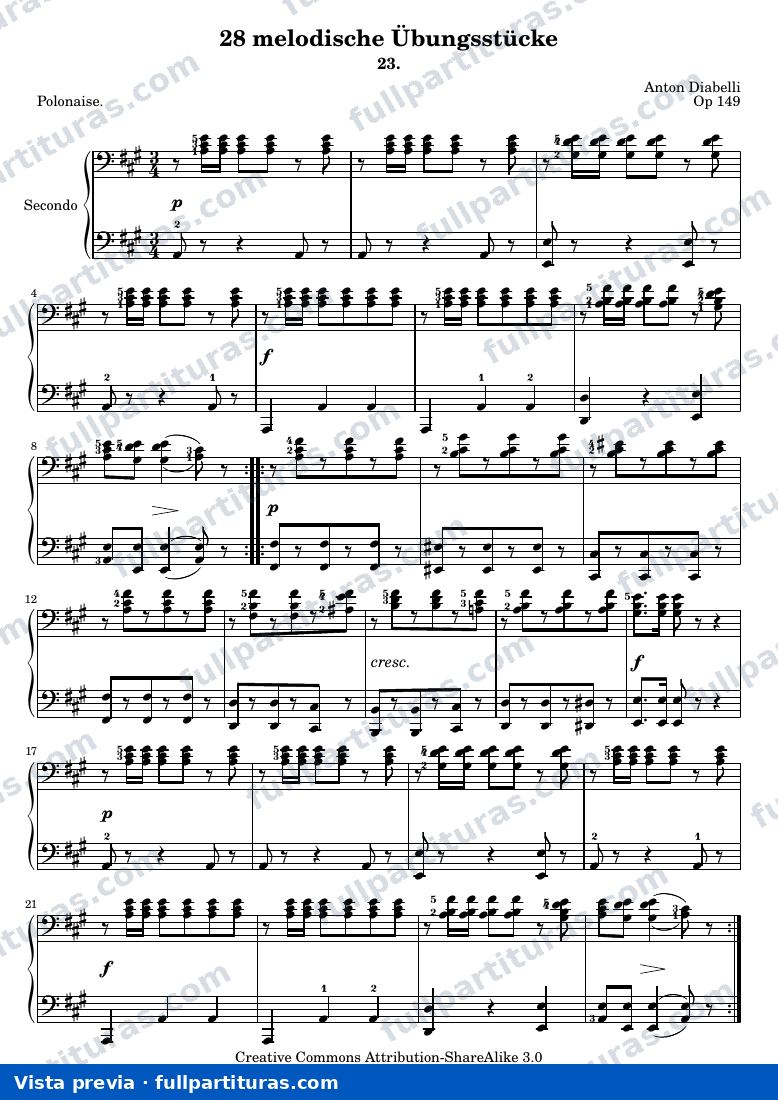 Anton Diabelli - 28 melodische Übungsstücke, No. 23 — preview