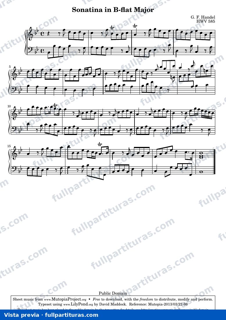 George Frideric Handel - Sonatina in B-flat Major — preview