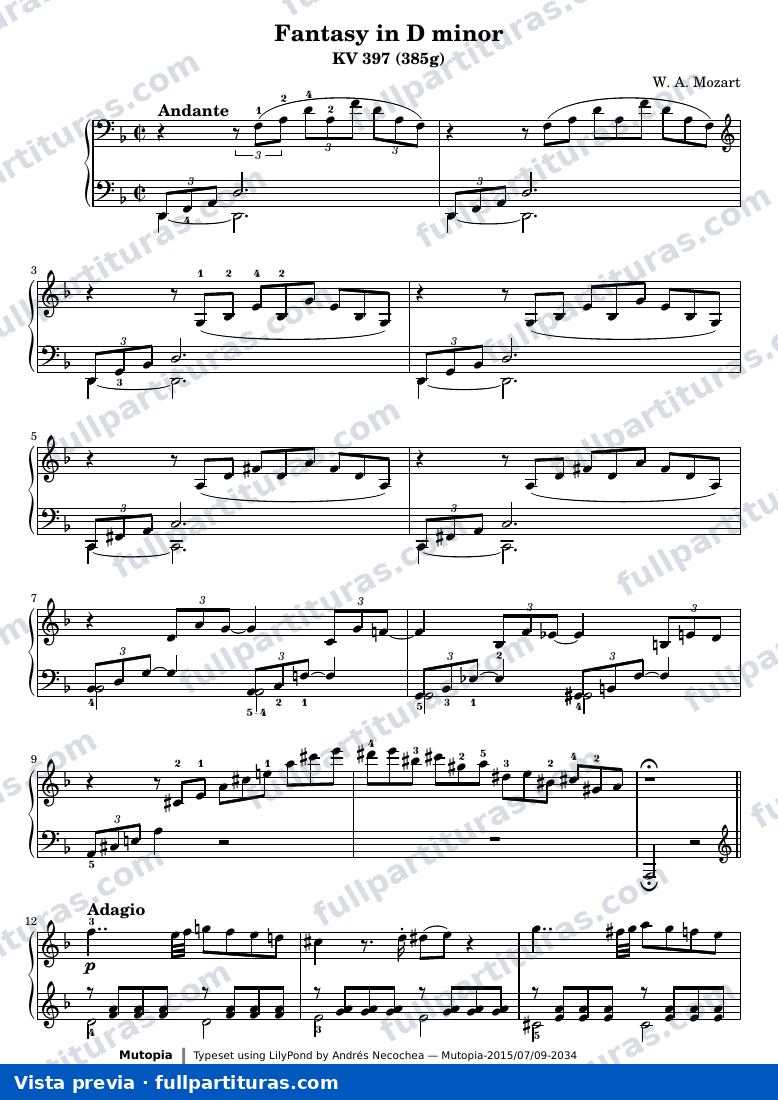 Wolfgang Amadeus Mozart - Fantasy in D minor — preview