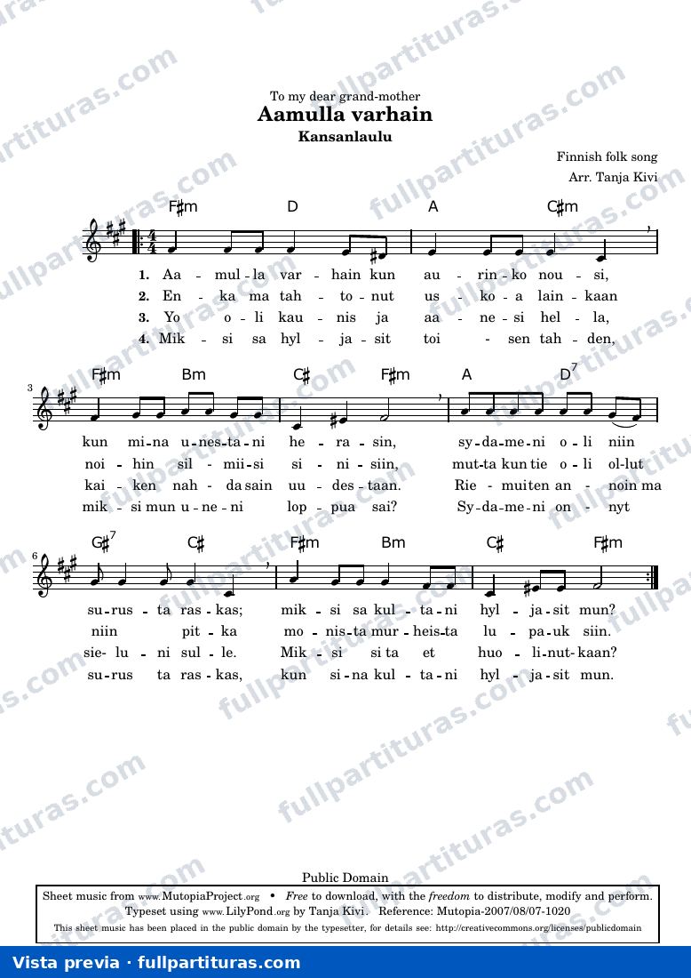 Tradicional - Aamulla varhain — vista previa