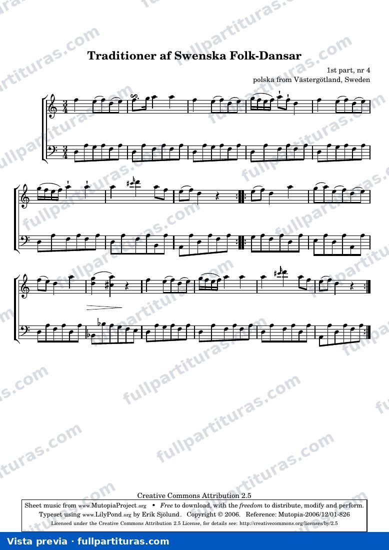 Tradicional - Traditioner af Swenska Folk-Dansar, 1st part, nr 4 — preview