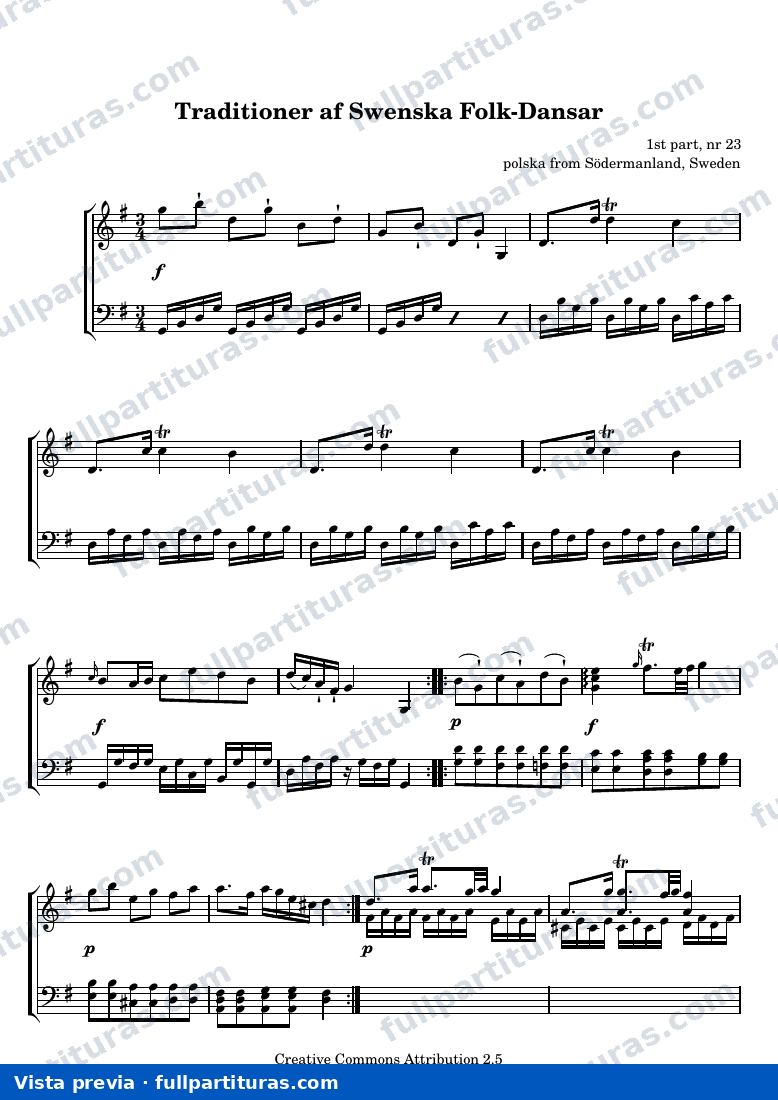 Anónimo - Traditioner af Swenska Folk-Dansar, 1st part, nr 23 — preview
