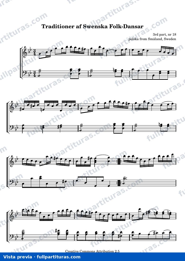 Anónimo - Traditioner af Swenska Folk-Dansar, 3rd part, nr 18 — preview
