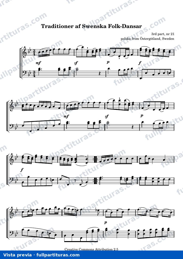 Anónimo - Traditioner af Swenska Folk-Dansar, 3rd part, nr 21 — preview