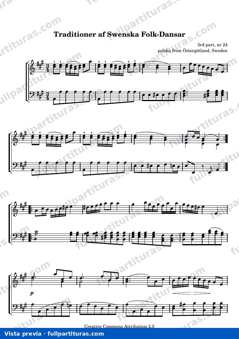 Anónimo - Traditioner af Swenska Folk-Dansar, 3rd part, nr 24 — preview