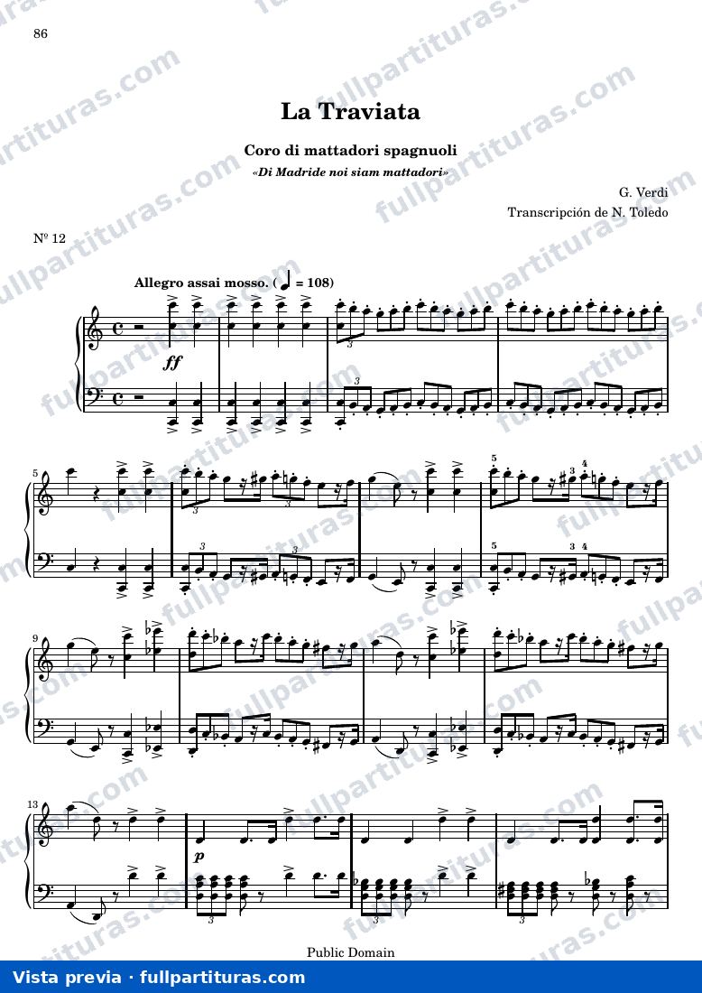 Giuseppe Verdi - La Traviata, Coro di mattadori spagnuoli — vista previa
