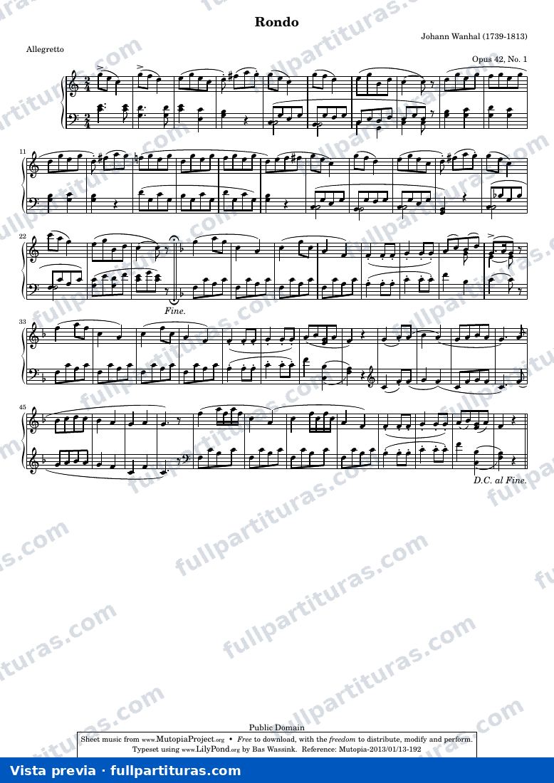 Johann Baptist Wanhal - Rondo — preview