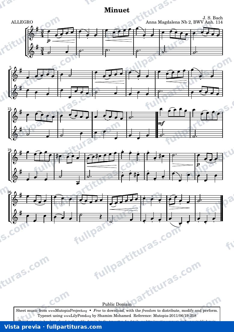 Johann Sebastian Bach - Menuet in G — preview