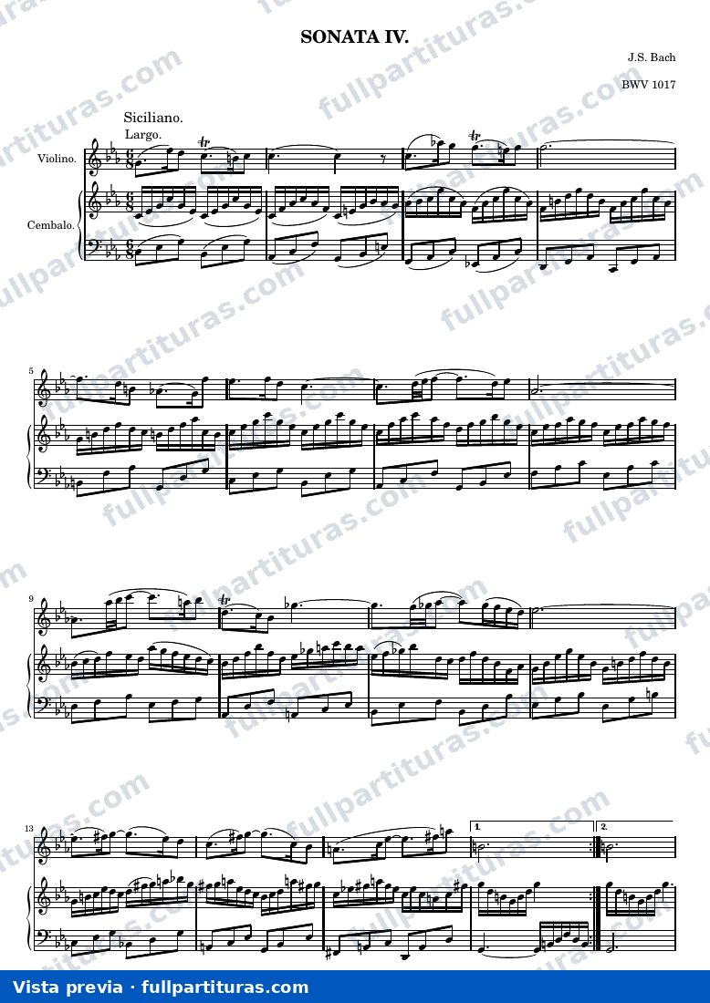 Johann Sebastian Bach - Sonata for Violin and Clavier No. 4 — preview