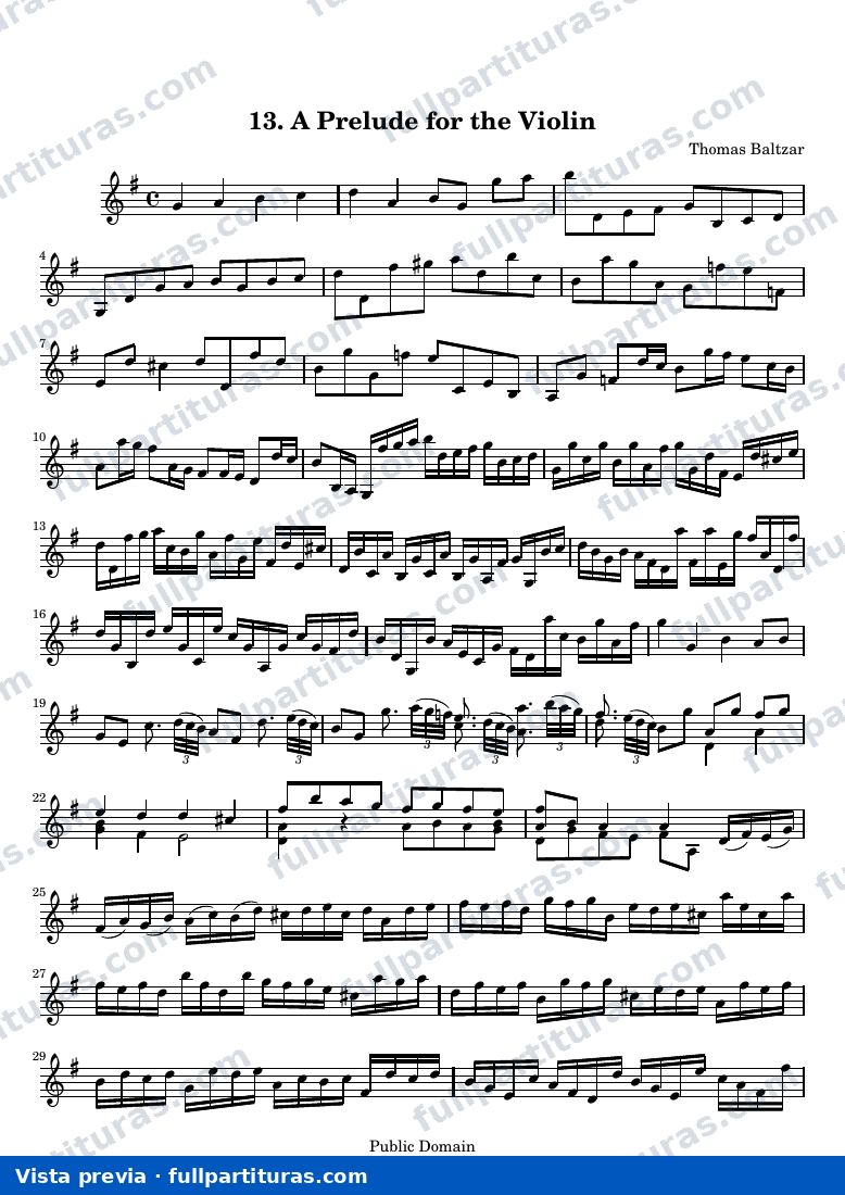 Thomas Baltzar - 13. A Prelude for the Violin — vista previa