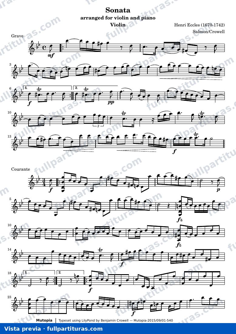 Henry Eccles - Sonata in G minor — preview