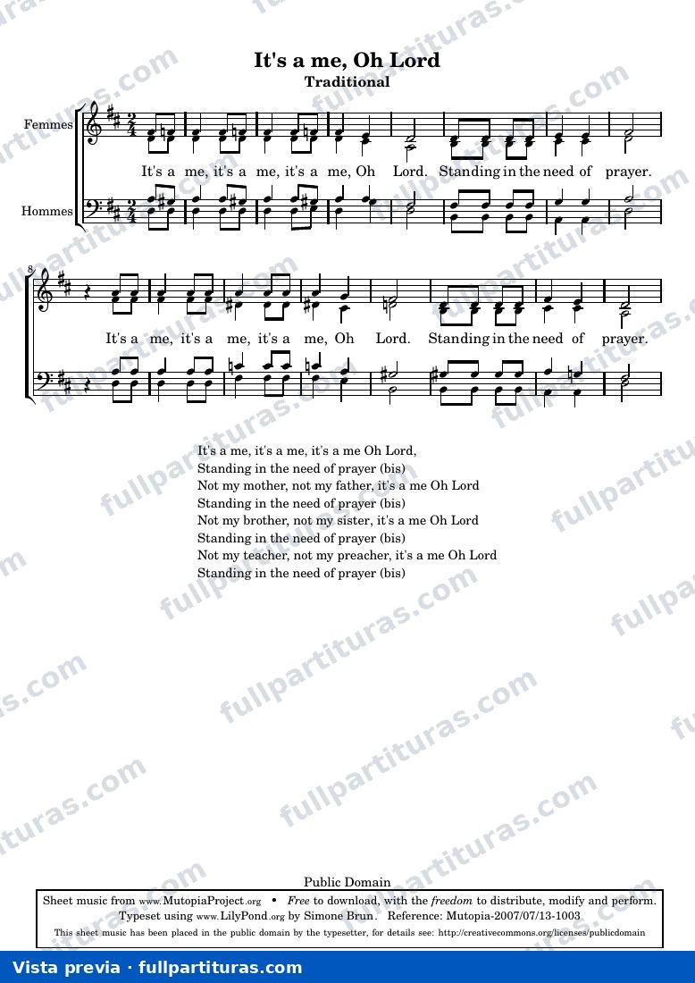 Tradicional - It's a me, Oh Lord — preview