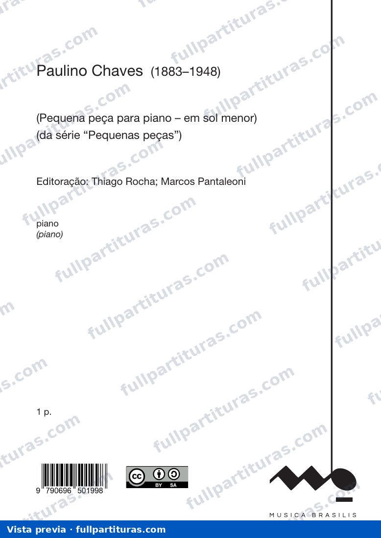 (Pequena peça para piano - em sol menor) — preview