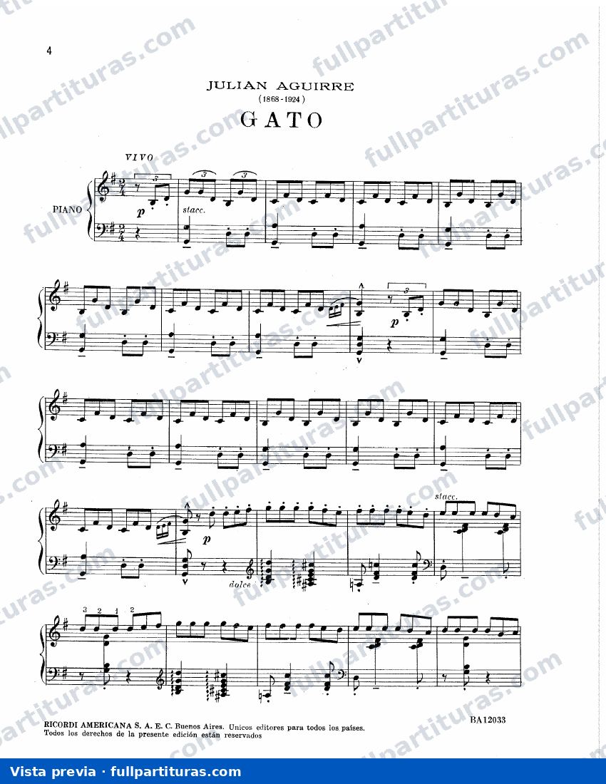 Estilo argentino, Op.44: Gato — preview