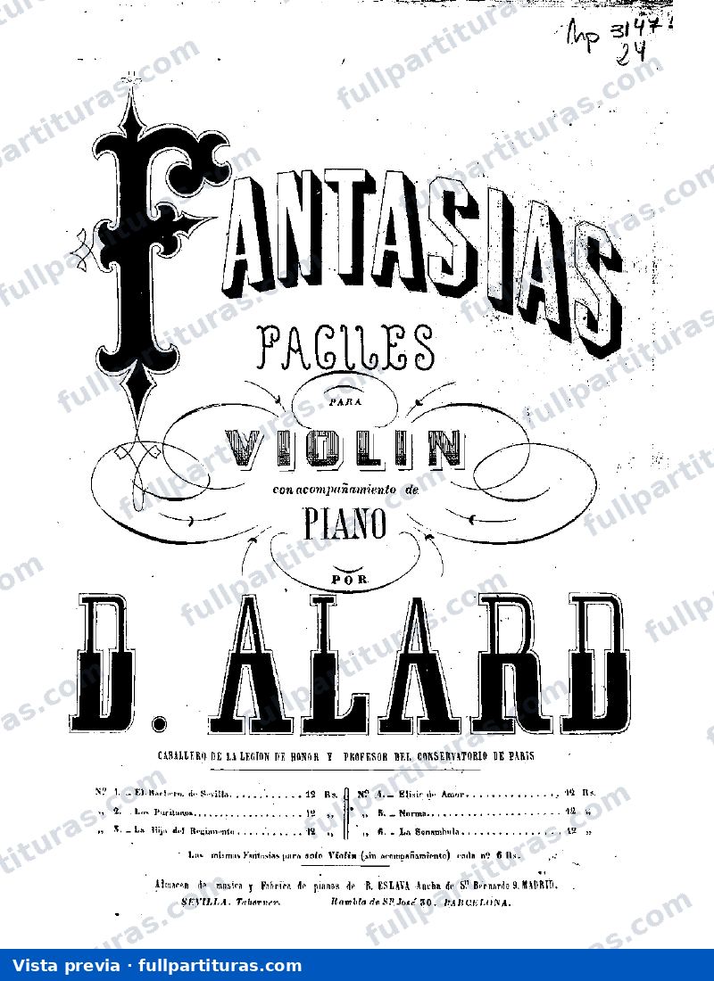 8 Fantaisies faciles, Op.39: El barbero de Sevilla — preview