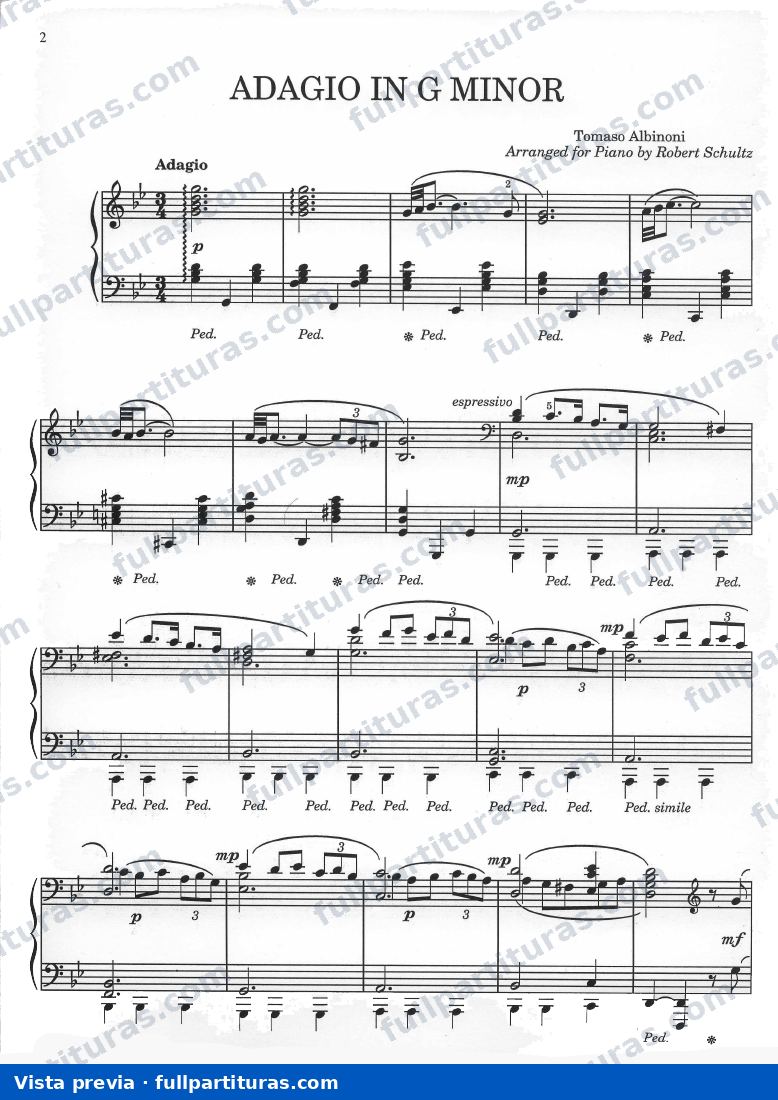 Adagio en Sol menor: Reducción para Piano — preview