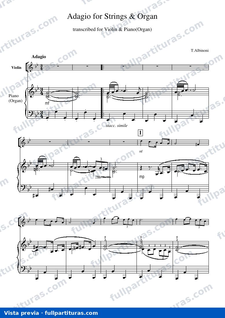 Adagio en Sol menor: Versión para Violín y Piano — preview