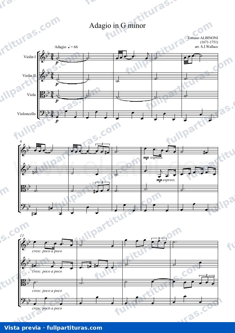 Adagio en Sol menor: Versión para cuarteto de cuerdas — preview