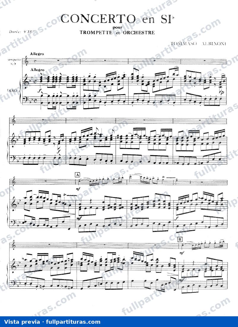 Adagio en Sol menor: Concierto en Sib para Trompeta y Orquesta — preview
