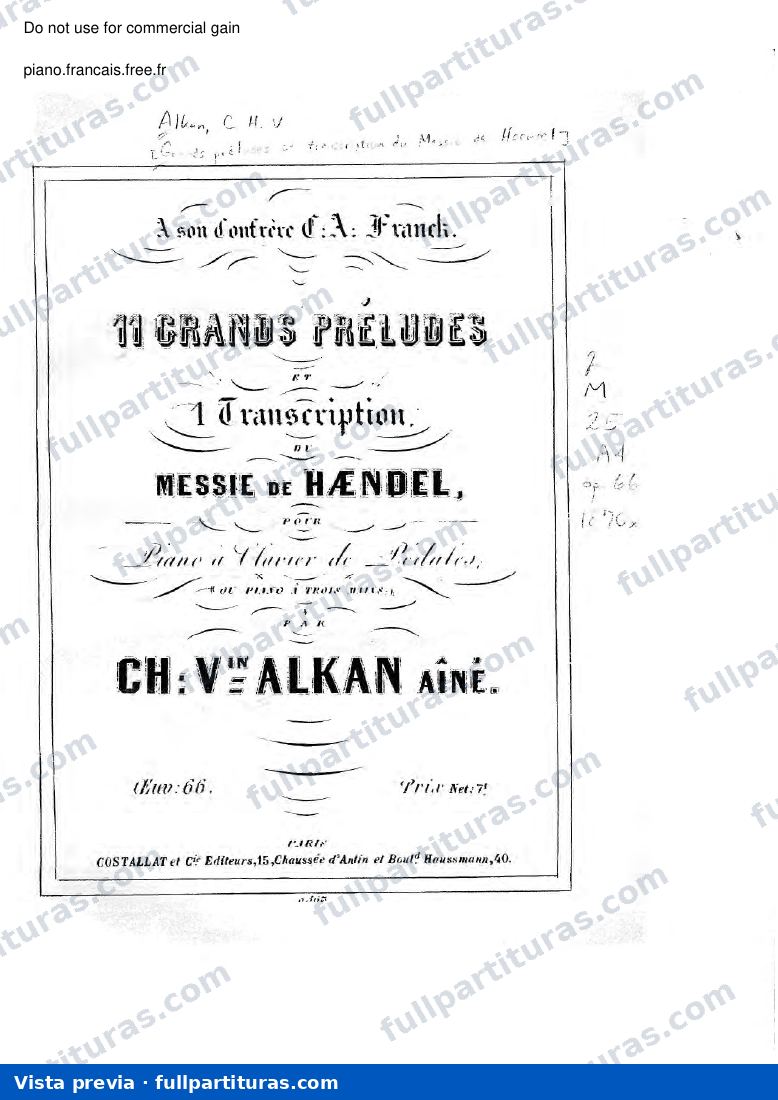 11 grands préludes et 1 transcription du Messie de Hændel, Op.66 — preview
