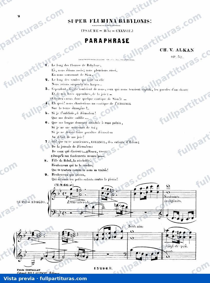 Super flumina Babylonis, Op.52 — preview