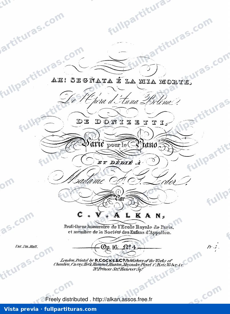 Variations sur 'Ah ! segnata é la mia morte', Op.16 No.4 — preview