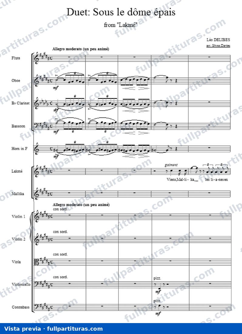 Duo de las Flores de Lakmé: Versión para Solistas y Orquesta — preview