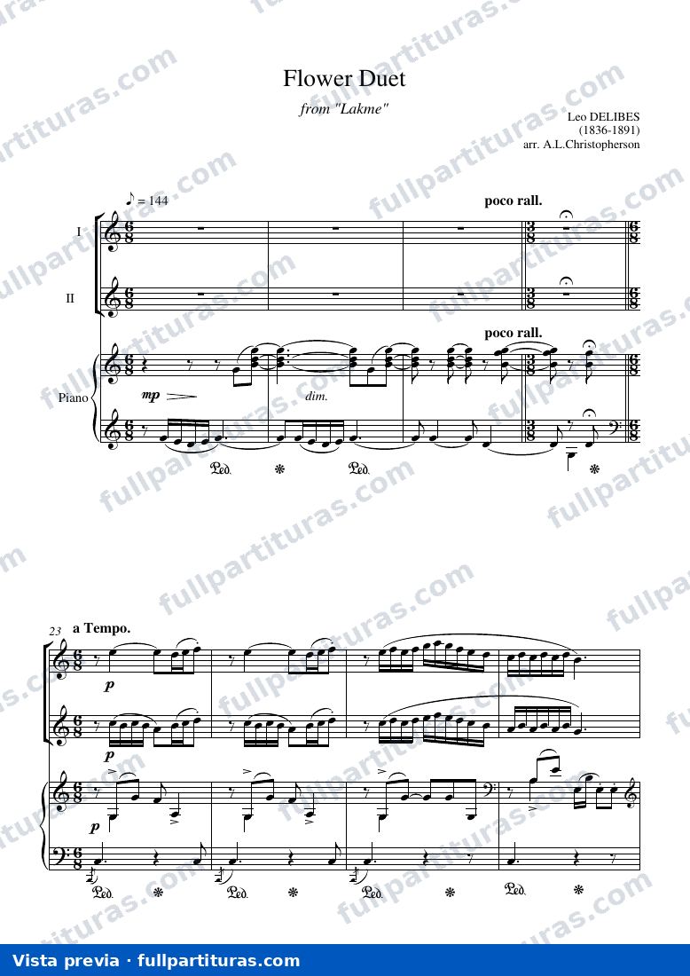 Duo de las Flores de Lakmé: Versión para dos instrumentos solistas y Piano — preview