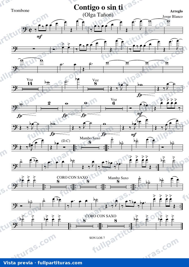 Contigo o sin ti (Trombone) — vista previa