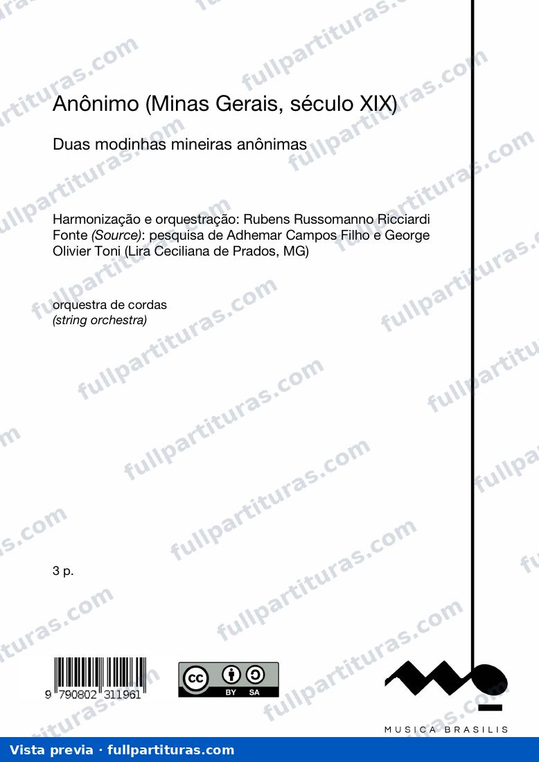 Duas modinhas mineiras anônimas, Anônimo (Minas Gerais — preview